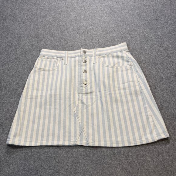 Madewell Dresses & Skirts - Women's Madewell Pale Blue and White Stripped Denim Mini Skirt Size 29